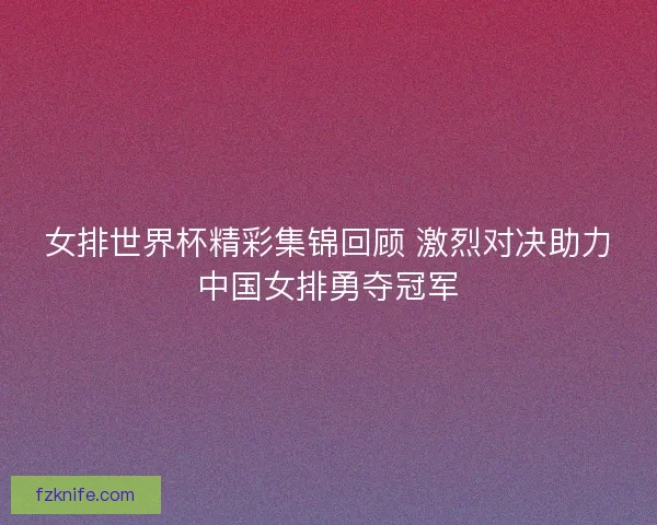 女排世界杯精彩集锦回顾 激烈对决助力中国女排勇夺冠军