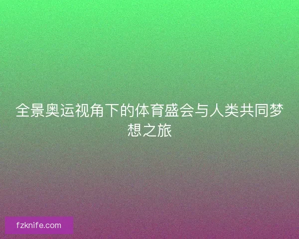 全景奥运视角下的体育盛会与人类共同梦想之旅