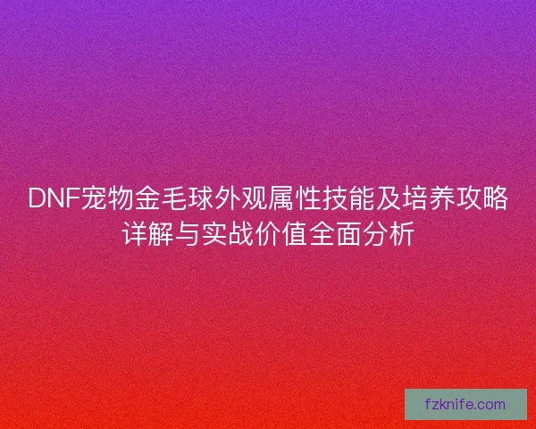 DNF宠物金毛球外观属性技能及培养攻略详解与实战价值全面分析