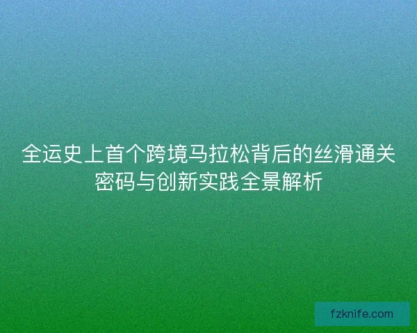 全运史上首个跨境马拉松背后的丝滑通关密码与创新实践全景解析