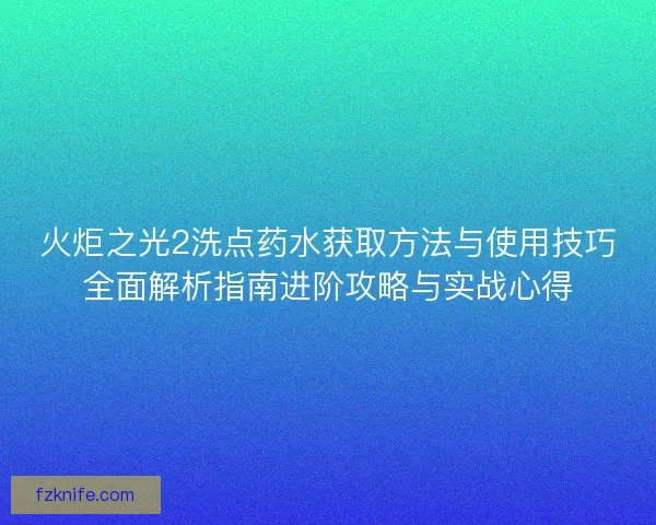 火炬之光2洗点药水获取方法与使用技巧全面解析指南进阶攻略与实战心得
